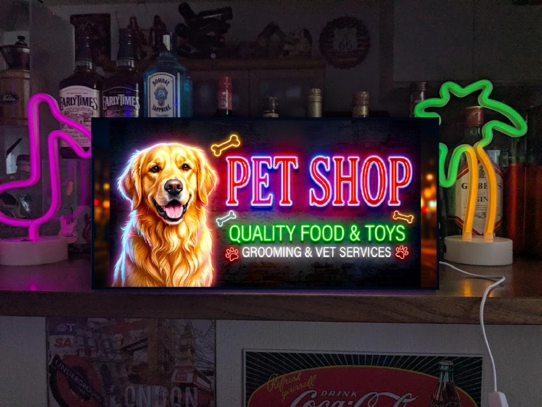 【表示フルオーダー無料 Lサイズ】ペットショップ 犬 ワンちゃん 猫 ねこ ネコカフェドッグカフェ ドッグラン プレゼント 店舗 自宅 屋台 キッチンカー パーティー イベント テーブル カウンター サイン ランプ 照明 看板 置物 アメリカン雑貨 ライトBOX 電飾看板 電光看板 r-rproject-10001423 カッコおもろい堂 サンプル画像2