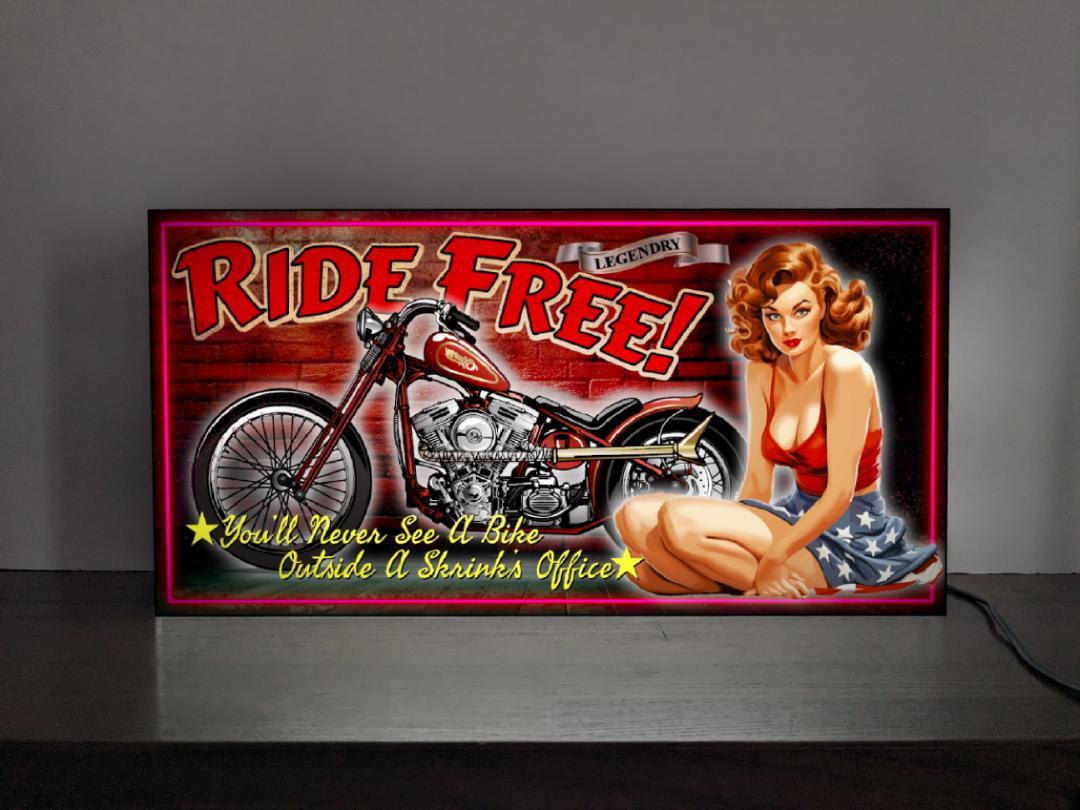 【Lサイズ】バイク オートバイ ガレージ グラマラス セクシー ピンナップガール バー 繁華街 夜景 街 ネオン街 オープン プレゼント 店舗 自宅 屋台 キッチンカー パーティー イベント テーブル カウンター サイン ランプ 照明 看板 置物 雑貨 ライトBOX 電飾看板 電光看板