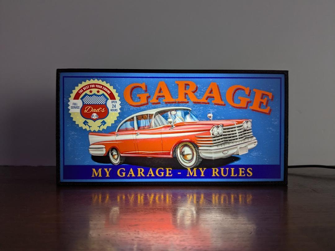 【Sサイズ】アメ車 旧車 ガレージ カスタム オートショップ カーショップ リペア タイヤ アメリカンレトロ パブ BAR プレゼント 店舗 自宅 屋台 キッチンカー パーティー イベント テーブル カウンター サイン ランプ 照明 看板 置物 雑貨 ライトBOX 電飾看板 電光看板