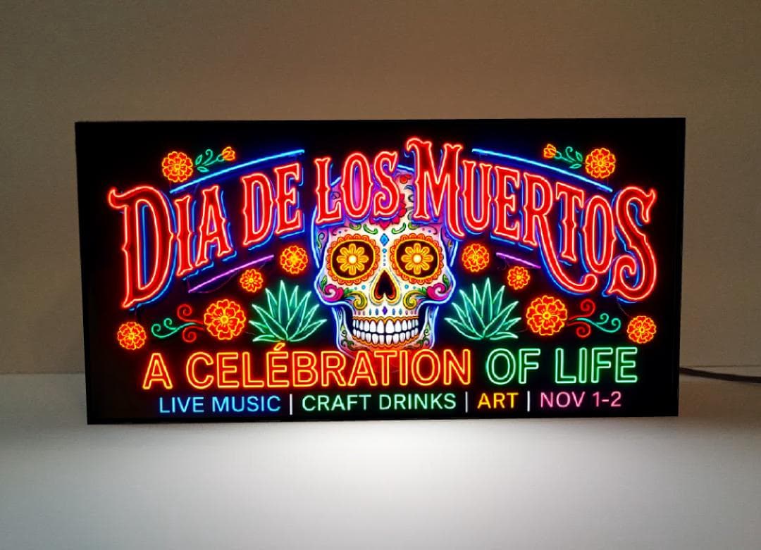 【オーダー無料 Lサイズ】メキシコ メキシカンスカル カラベラ ドクロ 骸骨 死者の日 お祭り メキシコ料理 プレゼント 店舗 自宅 屋台 キッチンカー パーティー イベント テーブル カウンター サイン ランプ 照明 看板 置物 アメリカン雑貨 ライトBOX 電飾看板 電光看板