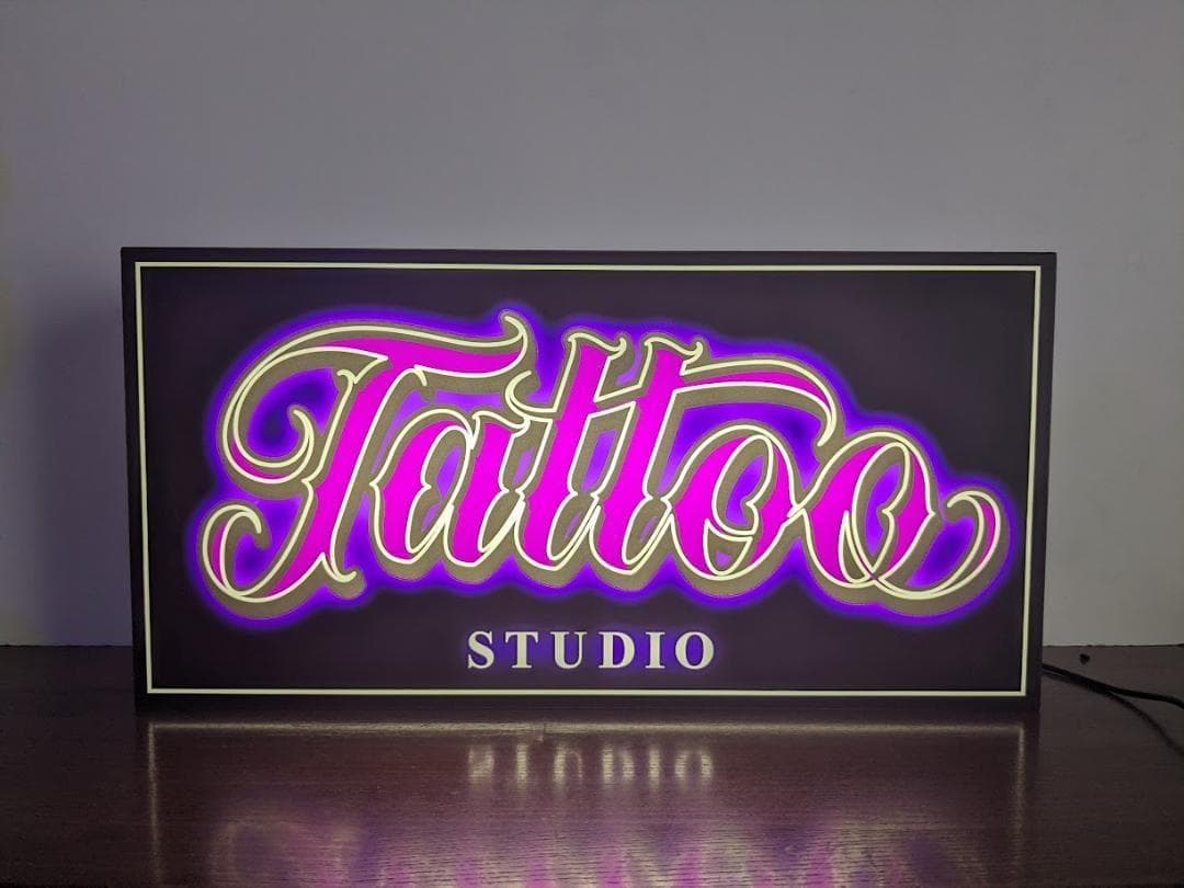 Rakuten - 【オーダー無料 Lサイズ】タトゥー TATTOO 入れ墨 刺青 ボディアート ファッション スタジオ ロックンロール ヒップホップ プレゼント 店舗 自宅 屋台 キッチンカー パーティー イベント テーブル カウンター サイン ランプ 照明 看板 置物 雑貨 ライトBOX 電飾看板 電光看板