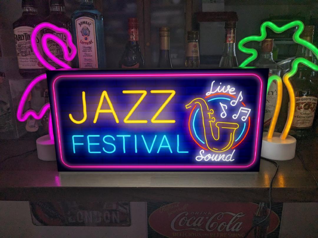 【Lサイズ】JAZZ ジャズ ジャズフェスティバル ライブハウス カフェ バー サックス 音符 レトロ OLD ス..