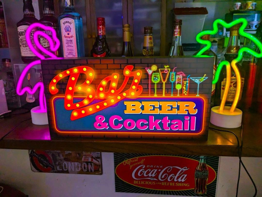 【Lサイズ】BAR バー カクテル パブ スナック 宅飲み ウイスキー ビンテージ アメリカンレトロ 営業中 ..