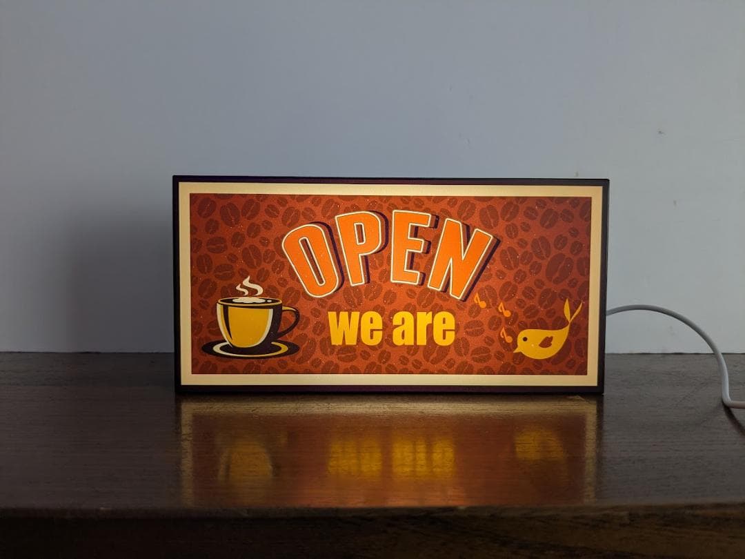 Rakuten - 【両面サイン※裏は光りません Lサイズ】OPEN CLOSE オープン 営業中 喫茶 カフェ CAFE コーヒー 珈琲 平成レトロ プレゼント 店舗 自宅 屋台 キッチンカー パーティー イベント テーブル カウンター 両面サイン ランプ 照明 看板 置物 雑貨 ライトBOX 電飾看板 電光看板