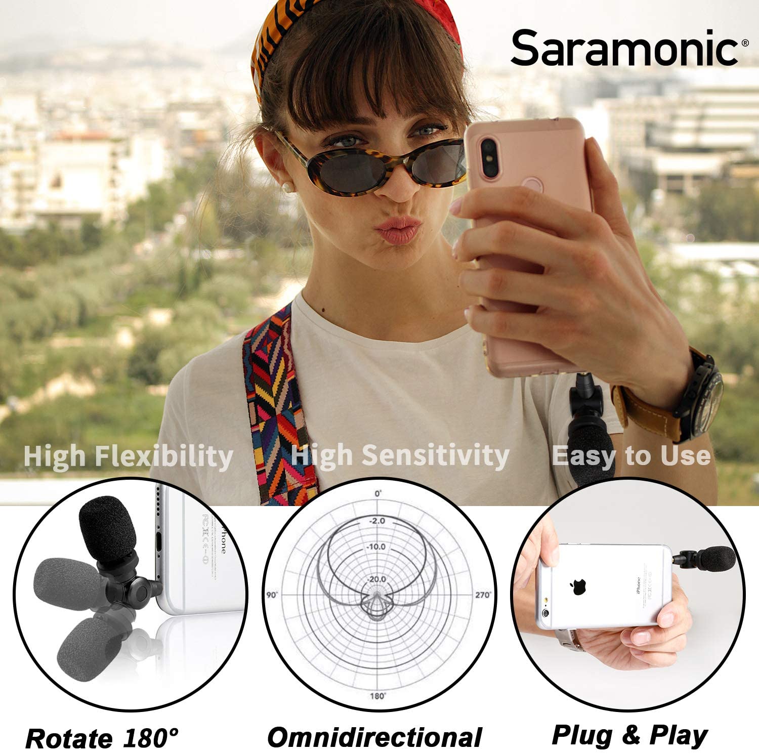 【正規販売店】 Saramonic SmartMic SR-XM1 ミニコンデンサー スマートフォン用フレキシブルマイク YouTube ビデオ用 Vloggingマイク iOS用マイクApple iPhone 7 7s 8 X 11 6 6s iPad Android 一部変換アダプタ必須