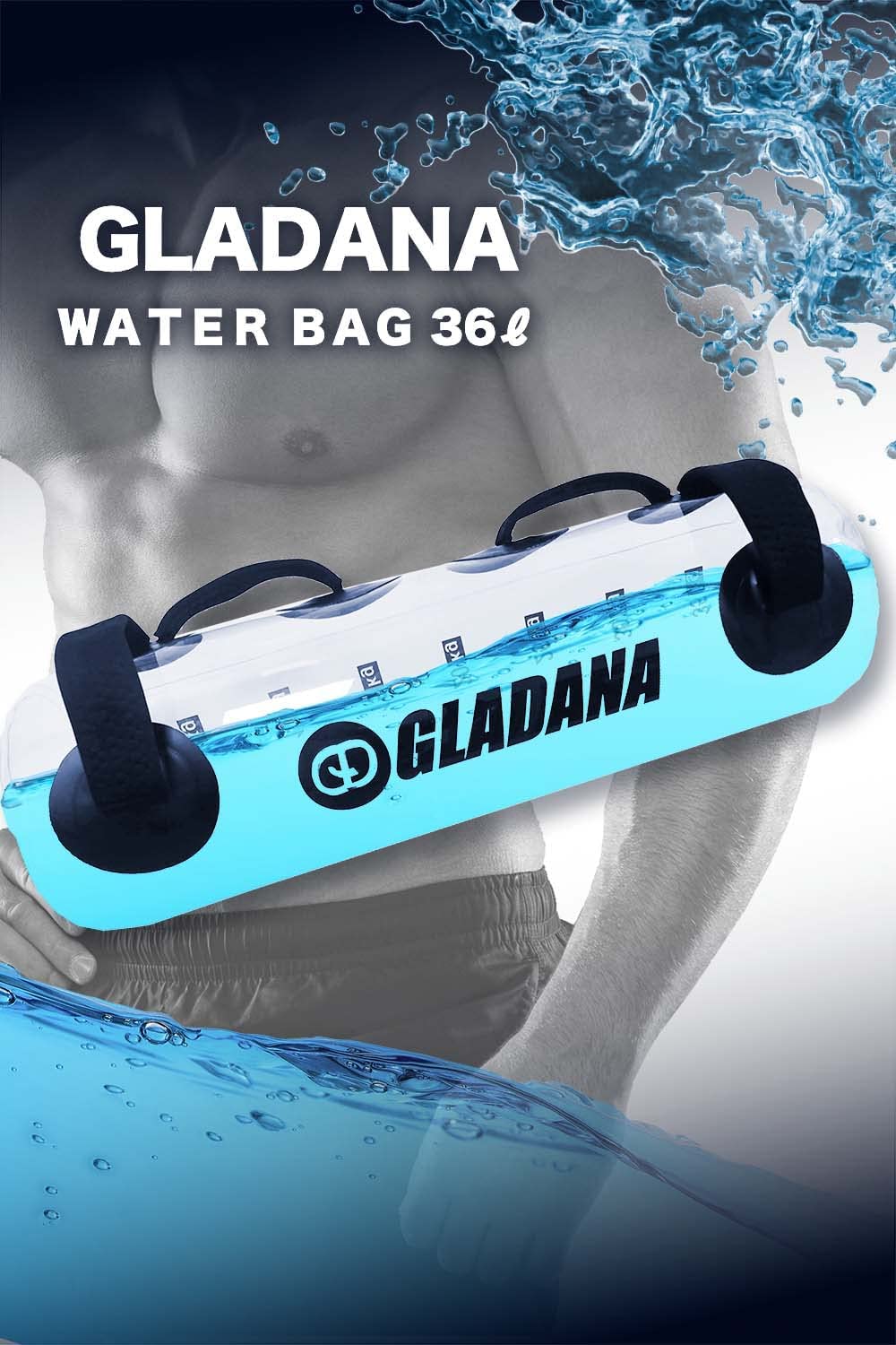 GLADANA ウォーターバッグ 35L 体幹トレーニング 目盛り付き ポンプ付き 35L 簡単重量調節 コアトレーニング 筋トレ器具 バーベル 2