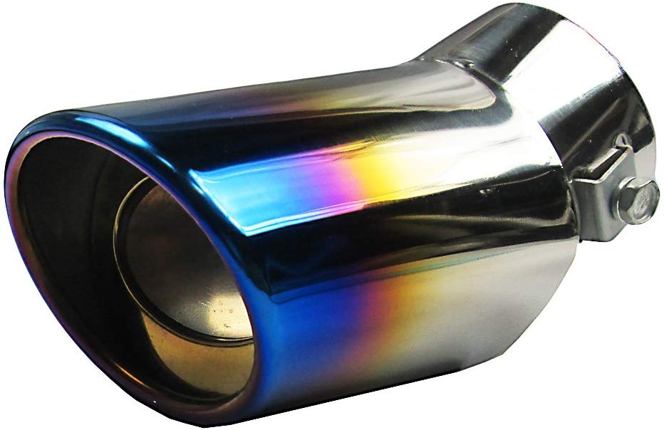 愛車のリアビューを簡単ドレスアップ オーバルタイプ ステンレスマフラーカッター (半彩)/汎用 スラッ..