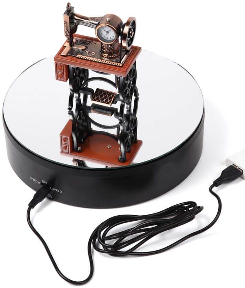 4kgの重量もOK 20cm径 電池とUSBの2パターン給電 360度 ミラー ターンテーブル 回転台 電動ターンテー..