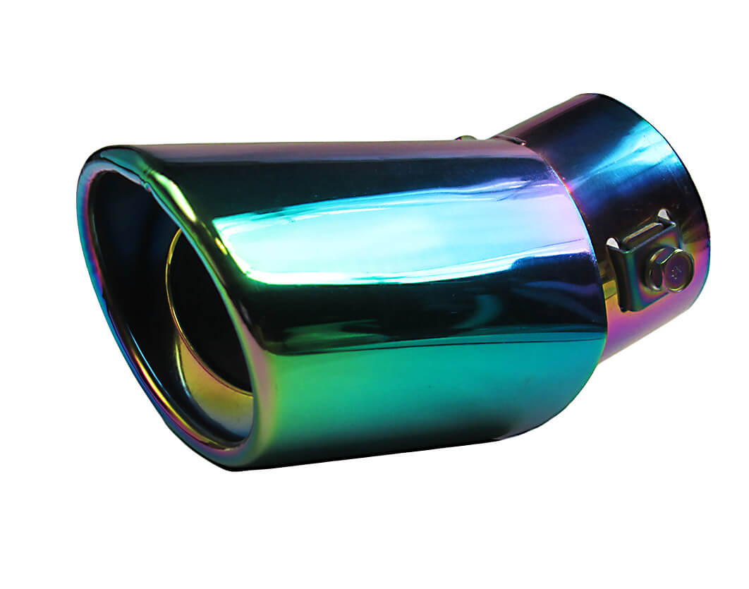 愛車のリアビューを簡単ドレスアップ オーバルタイプ ステンレスマフラーカッター (全彩)/汎用 スラッシュ マフラー カッター チタン焼き 下向き ボルト付 カー用品 パーツ