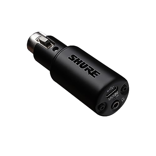 SHURE シュア MVX2U デジタルオーディオインターフェース ヘッドホン出力付きXLR-USB変換アダプター : ダイナミックマイク/コンデンサーマイク/配信(ストリーミング) / ボーカル・楽器録音(レコーディング) / モニタリング/ファンタム電源（最大48V） / ゲイン（最大60dB） /