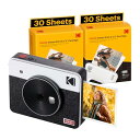 コダック KODAK Mini Shot 3 Retro 4PASS 2-in-1インスタントカメラ＆フォトプリンター(7.6cmx7.6cm)+68枚バンドル,ホワイト
