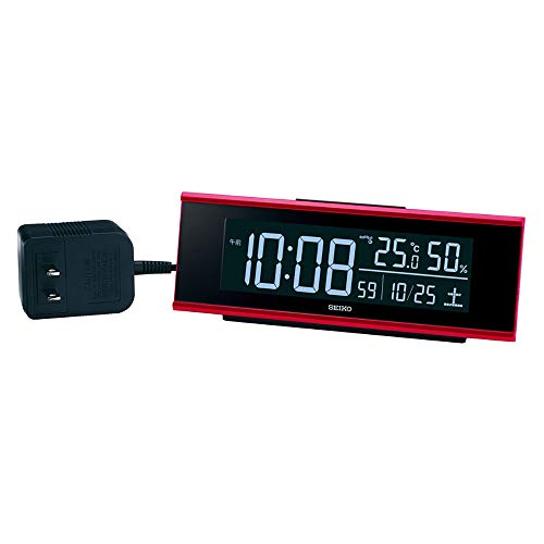 セイコークロック 置き時計 目覚まし時計 電波 デジタル 交流式 カラー液晶 シリーズC3 赤メタリック 本体サイズ:6.3×17.4×4.6cm DL307R