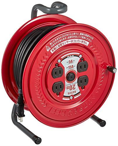 ハタヤ (HATAYA) コードリール 屋内用 100V型 コード20m 太さ1.25㎟ 標準型 コンセント4個 コンセント防塵キャップ 前面フラットパネル 家庭用 工場用 建設現場 サンデーリール S-20