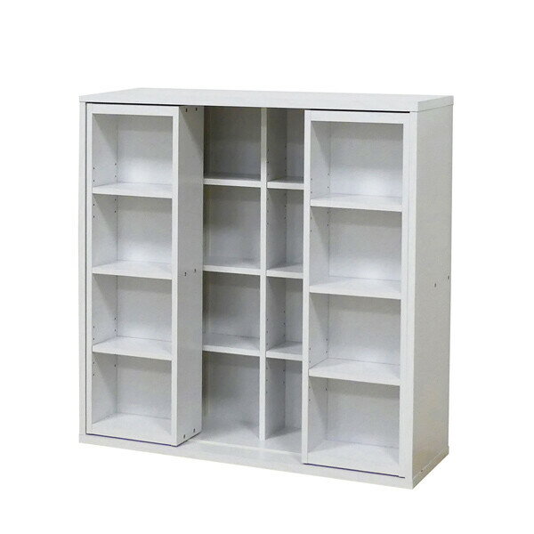 深型スライドシェルフ ホワイトオーク 本棚 コミックシェルフ 収納棚 ブックシェルフ 大容量収納 リビ..