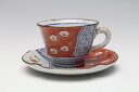 日本製 赤絵梅祥瑞 コーヒー碗皿 レトロ カップ&ソーサ コーヒーカップ 国産 贈り物 ギフト プレゼント シンプル かわいい 和風 和モダン