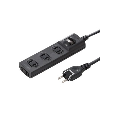 火災予防安全タップ 2P 4個口 3m 集中スイッチ付 ホコリ防止シャッター付 ブラック TAP-TSH43SWBKN