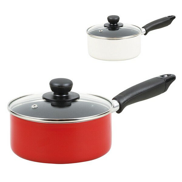 片手鍋 16cm IH対応 ガス火 ふっ素加工 ガラス蓋付 少人数 コンパクト 小さめ