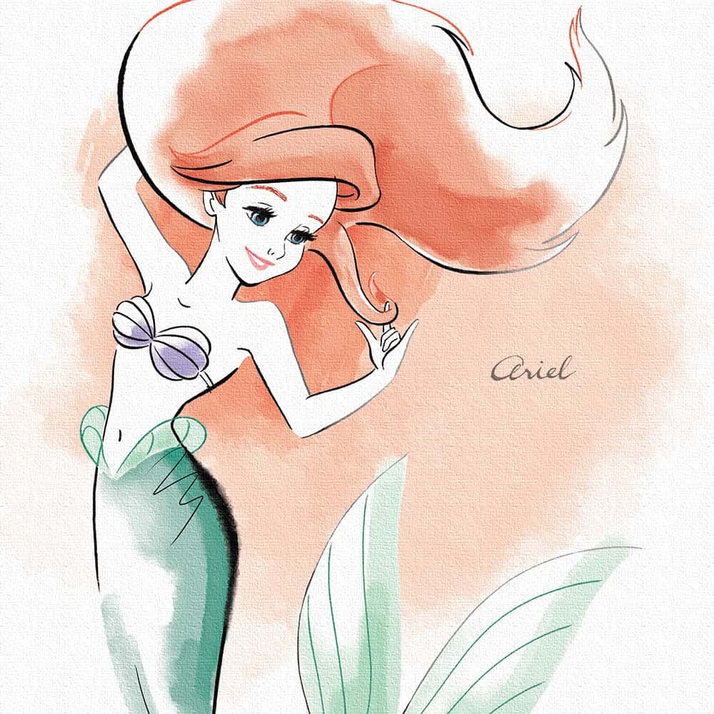 【アートデリ】アリエルのファブリックパネル インテリア雑貨 ディズニー プリンセス Mサイズ（30cm×30..