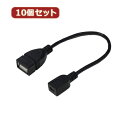 変換名人 10個セット USBケーブル20 A(メス) to mini(メス) USBAB/M5B20X10