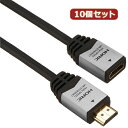 10個セット HORIC HDMI延長ケーブル 2.0m シルバー HDMF20-037SVX10(2)
