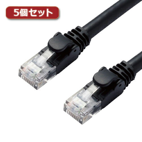 5個セットエレコム LANケーブル/CAT6A/スタンダード/5m/ブラック LD-GPA/BK5X5