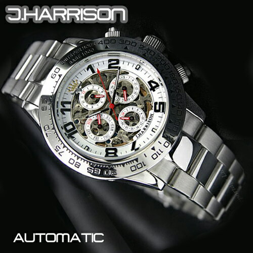 J.HARRISON 機械式多機能両面スケルトン時計 JH-003SW