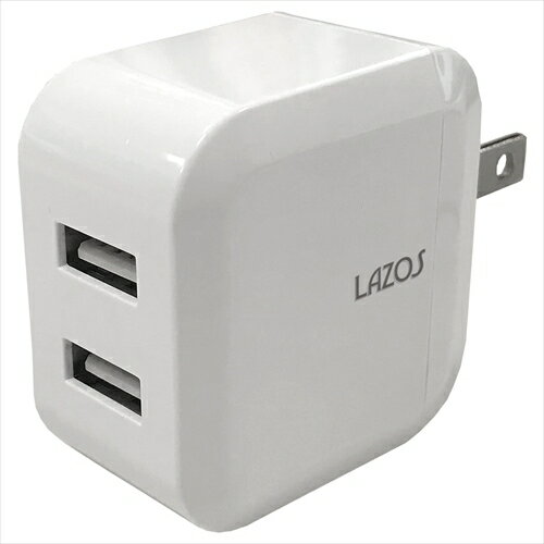 20個セット Lazos AC充電器 2口3.4A ホワイト L-3.4ACX20