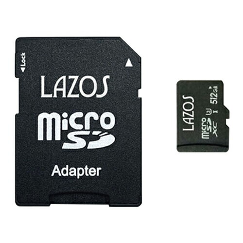 y20Zbgz Lazos microSDXC[J[h 512GB UHS-I U3 CLASS10 pbP[W L-B512MSD10-U3X20