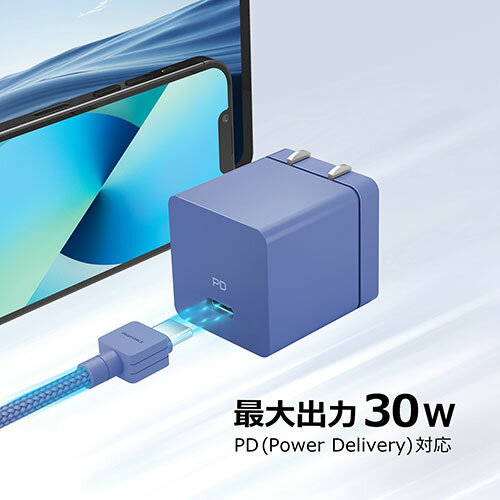 デジフォース Cube キューブ型PD充電器 30W 1C ネイビーブルー D0081NB