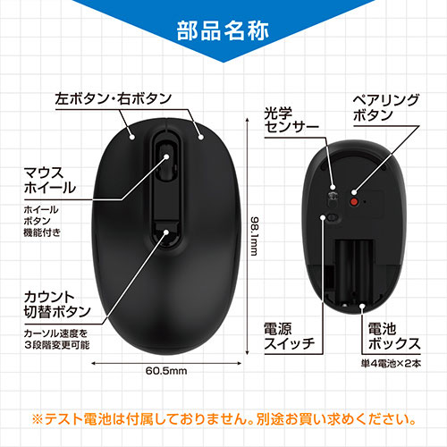 SUNEAST Bluetoothマウス 電池式 Win/Mac両対応 左右ボタン静音 ブラック SE-MABT01-BK 3