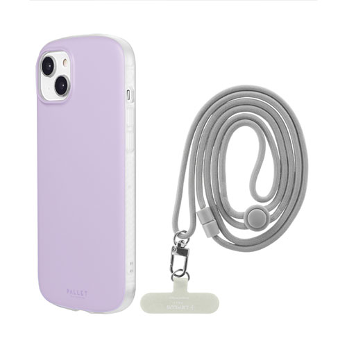 LEPLUS NEXT iPhone 14 Plus 超軽量・極薄・耐衝撃ハイブリッドケース PALLET AIR STRAP ラベンダー (ショルダーストラップ付属) LN-IA22PLSLV