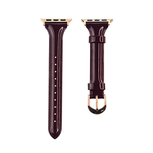 WEARPLANET Slim Line 本革 エナメルバンド for Apple Watch 41/40/38mm ガーネットブラウン WP23098AWBR