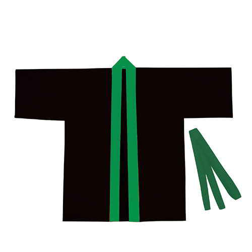 【20個セット】 ARTEC カラー不織布ハッピ 子供用S 黒(緑襟) ATC4571X20 【20個セット】 ARTEC カラー不織布ハッピ 子供用S 黒(緑襟) ATC4571X20