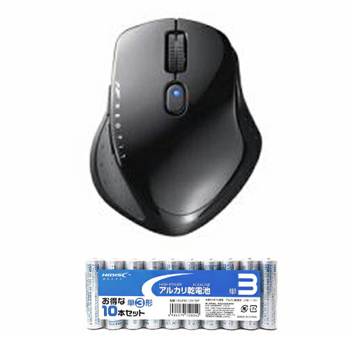 BUFFALO バッファロー NEOFITマウス 無線/BlueLED光学式/静音/5ボタン Sサイズ ブラック + BSMBW510SBK+HDLR6/1.5V10P 単3形10本パックセット アルカリ乾電池