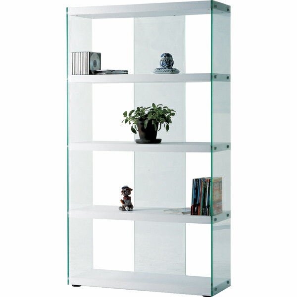 ガラスシェルフ ガラスラック オープンラック ディスプレイラック 飾り棚 オープンシェルフ 棚 収納 収納ラック 収納棚 キッチン収納 キッチンラック リビング収納 フリーラック レトロ モダン 北欧 ブルックリン 西海岸 男前 インテリア おしゃれ ホワイト