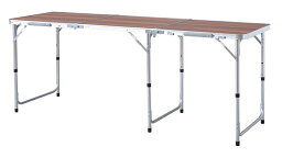 フォールディングテーブル ワイド 幅180 cm 奥行60cm 折りたたみ コンパクト 3段階高さ調整 アウトドア キャンプ レジャー ダイニングテーブル おしゃれ 作業台 食卓テーブル