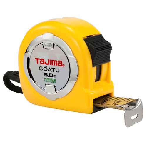 メジャー 剛厚ロック−25 5.0m 尺相当目盛付 巻き尺 巻尺 イエロー ストロングテープ コンパクト 大型ベ..