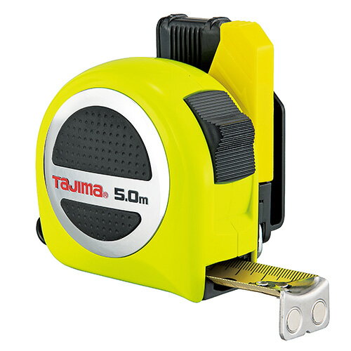 メジャー 剛厚セフスパコンマグ爪25 5.0m 巻尺 巻き尺 ナイロンコートテープ ストラップ付き Tajima 職人 現場作業 DIY 日曜大工 イエロー 黄...