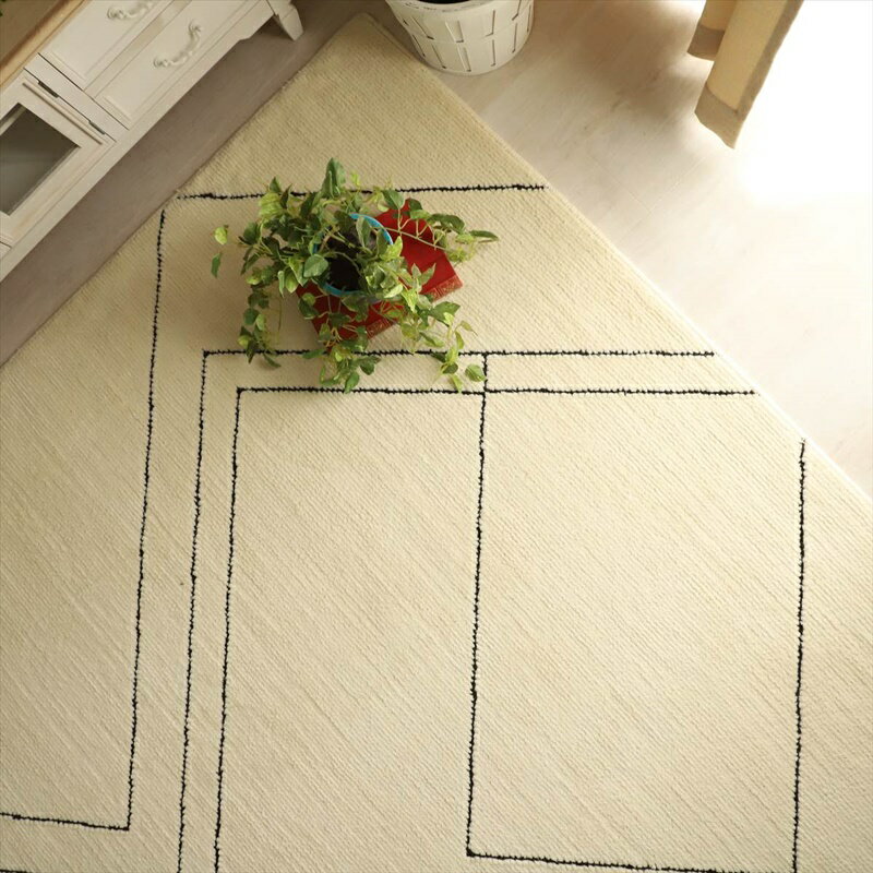 190x240cm アース防ダニ スクエア柄ラグ IV