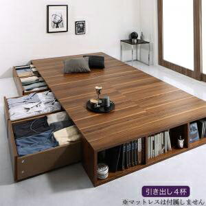 衣装ケースも入る大容量デザイン収納ロングサイズベッド Daryl-long ダリル・ロング 引き出し4杯 シングル ロング丈