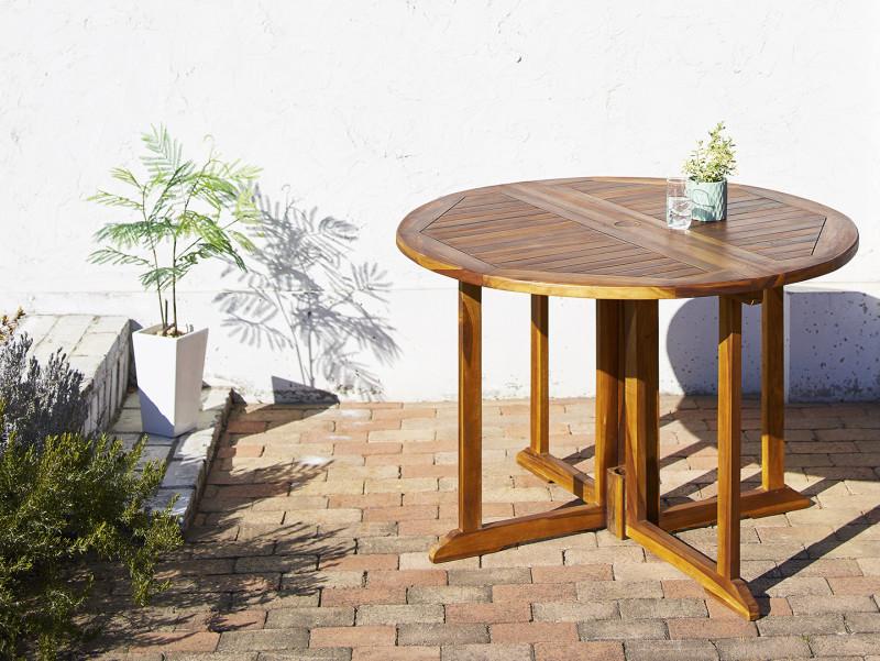 チーク天然木 ワイドラウンドテーブルガーデンファニチャー Abelia アベリア テーブル W110