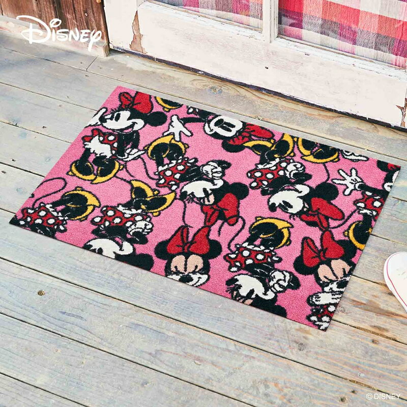 玄関マット Minnie/ミニー 50×75cm おしゃれ かわいい 洗える 滑り止め 屋内 野外 室内 フロアマット 日本製 エントランスマット ラグマット リビング 薄型 ドアマット オールシーズン 1