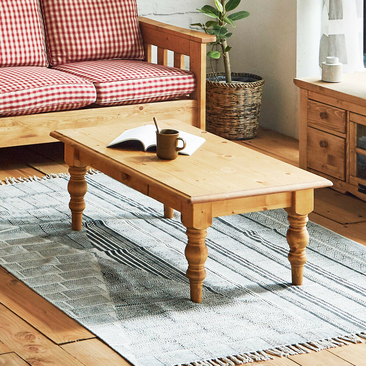 ローテーブル センターテーブル 幅105cm 引き出し付き 木製 おしゃれ 北欧 カントリー ソファテーブル ファーマー 木目 無垢材 アンティーク レトロ 高...