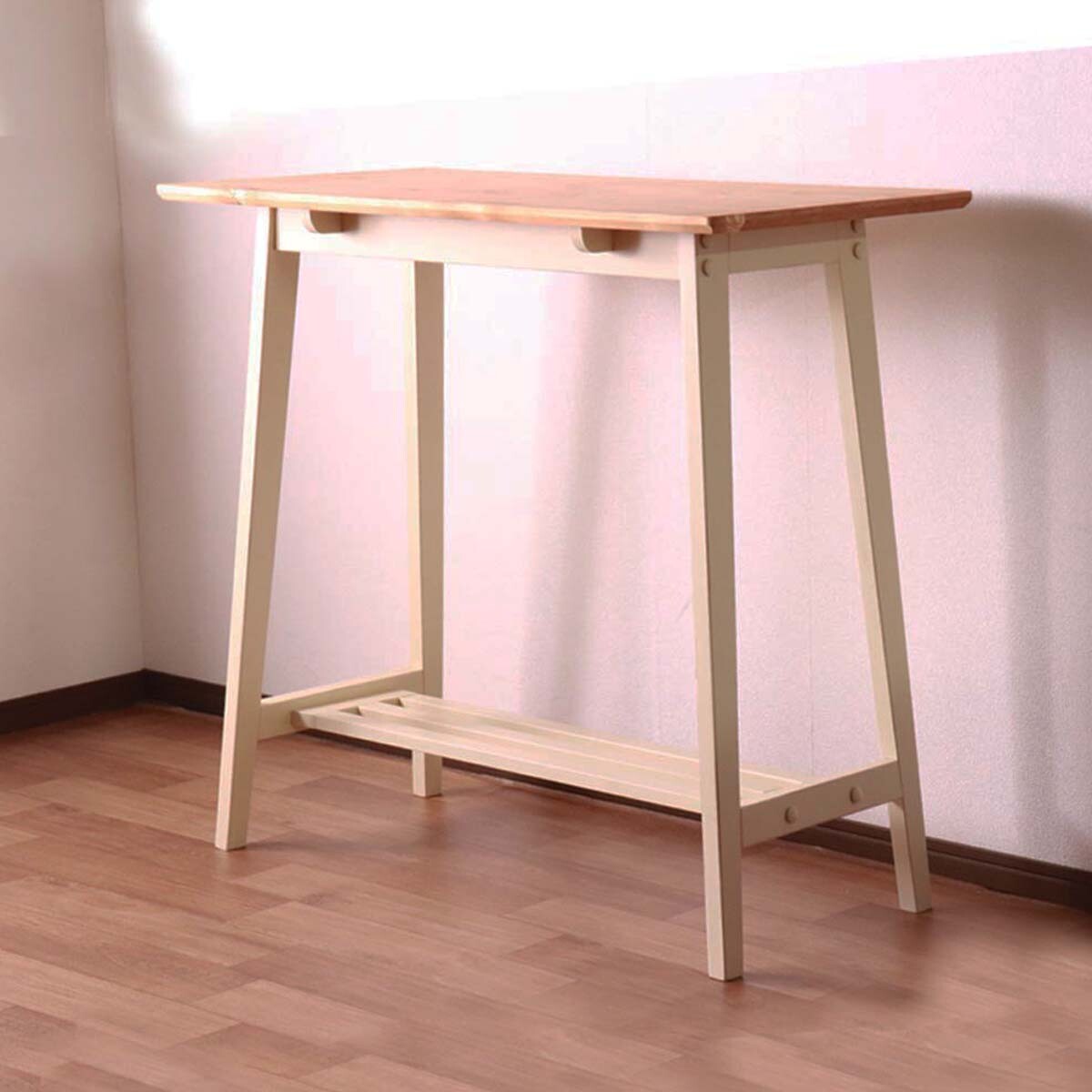 ハイテーブル ホワイト カウンターテーブル バーテーブル フリーテーブル 木製 作業テーブル 北欧 カントリー シンプル シャビー 作業台 レトロ かわいい 白...