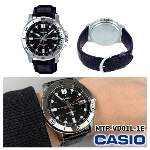 【ブランド】CASIO カシオ 【品番】MTP-VD01L-1E 【サイズ】49×45×10.3mm 　　　　　重さ：70g 【仕様】海外モデル 　　　　クォーツ 　　　　レザーバンド 　　　　ミネラルガラス 　　　　3針（時、分、秒） 　　　　日付表示 　　　　日常生活防水 【付属品】取扱説明書 　　　　　※箱なし