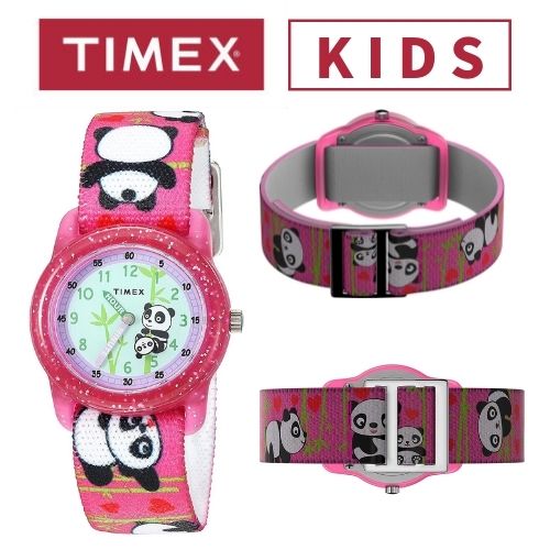 【楽天スーパーSALE スーパーセール】 TIMEX TW7C77100 TIMEX KIDS タイムティーチャー アナログ キッズ 子供用 ベルト ゴム パンダ ピンク プレゼント 腕時計 ウォッチ タイメックス