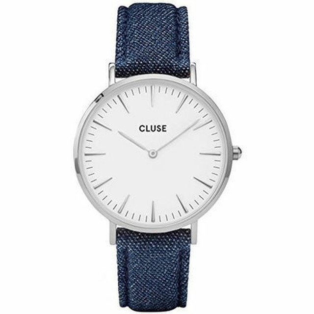 クルース 腕時計 レディース CLUSE クルース CL18229 La Boheme ラ・ボエーム 38mm ペア 男女 レディース シルバー 本革 デニム ベルト 上品 カジュアル クオーツ ホワイト シンプル プレゼント ユニセックス 母の日