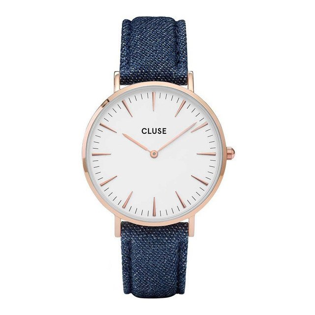 CLUSE クルース CL18025 La Boheme ラ・ボエーム 38mm ペア 男女 レディース ローズゴールド デニム 本革 ベルト 上品 カジュアル クオーツ ホワイト シンプル プレゼント ユニセックス 母の日