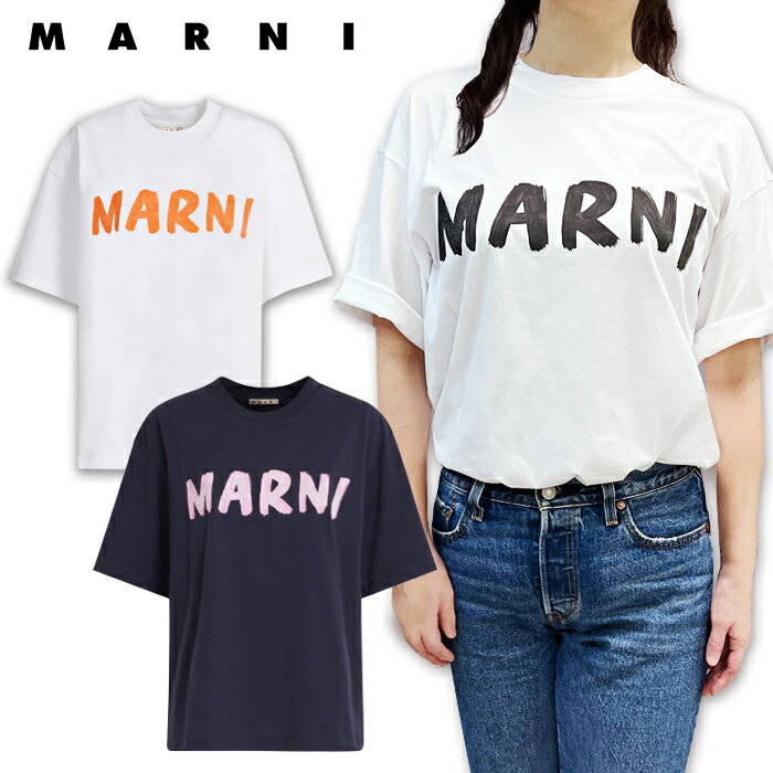 マルニ Tシャツ 半袖 ブランド レディース MARNI THJET49EPH ロゴ オーガニックコットン クルーネック ボクシーフィット マルニロゴプリント marni t シャツ マルニ ティー シャツ