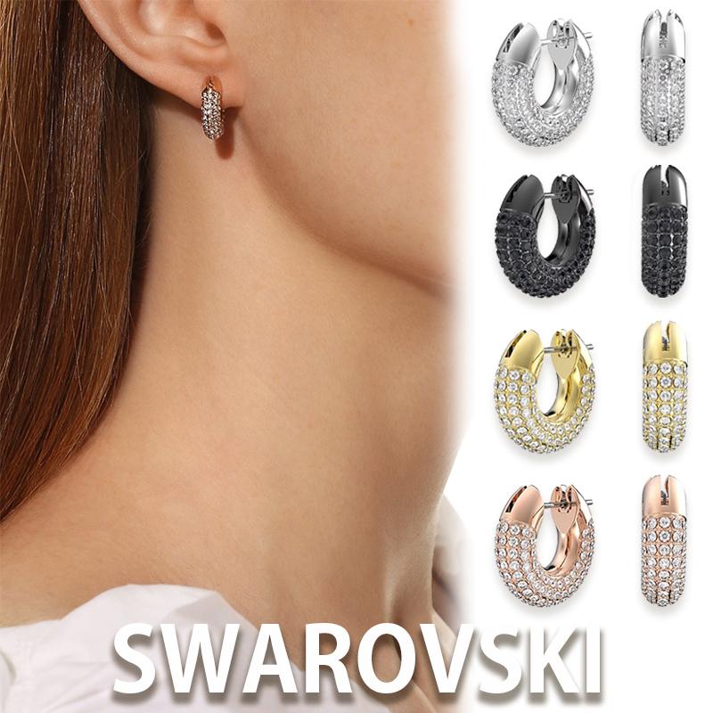 スワロフスキー ピアス アクセサリー ジュエリー SWAROVSKI Dextera フープ デクストラ 5618306 シルバー 5620222 ブラック 5636530 ゴールド 5636531 ローズゴールド